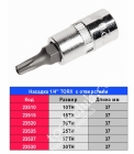 JTC Насадка 1/4" TORX TH 20 L37мм. с отверстием.