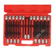 JTC Набор головок 1/2" с насадкой TORX, HEX, SPLINE, RIBE, L=200 мм. (22 ед.)