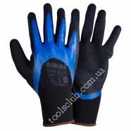 SIGMA Перчатки трикотажные с двойным нитриловым покрытием р10 (сине-черные).