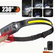 Налобный фонарь LED, Li-ion аккумулятор, USB Type-C (диод COB 1 лента)