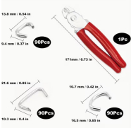 Клещи для обжима колец крепления обивки сидений, клеток (скобы в компл.)
