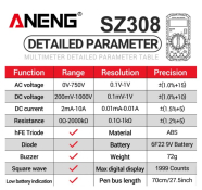 ANENG Мультиметр цифровий (звукова індикація) SZ308