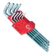 INTERTOOL Набір Г-подібних ключів TORX з отвором 9 шт, Т10-Т50, Cr-V, Big