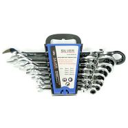 SILVER Набір ріжково-накидних ключів з тріскачкою SilverTools 8 предметів 8-22 м