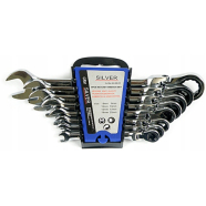 SILVER Набір ріжково-накидних ключів з тріскачкою SilverTools 8 предметів 8-22 м
