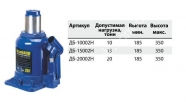 VITOL Домкрат гидравлический 10 т  185-350 мм(низкий). (ДБ-10002H)