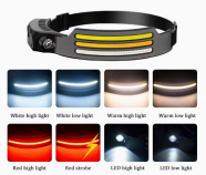 Налобный фонарь LED, Li-ion аккумулятор, USB Type-C (диод COB 3 лентами)