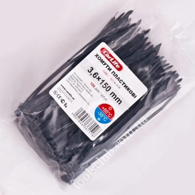 CarLife Хомут пластиковый черный 3,6*150 (100шт)