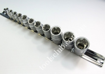 FORCE Набір головок TORX 1/4\", 1/2\", 3/8\" Е5-Е20 11од.