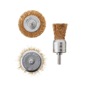 INTERTOOL Набір щіток дротяних для дриля, 3 од. (50, 50, 30 мм), латунне покритт
