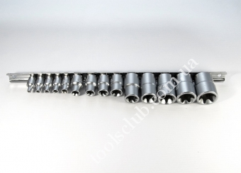 TOPTUL Набір головок TORX 1/4" та 1/2" E4-E24 14 од.