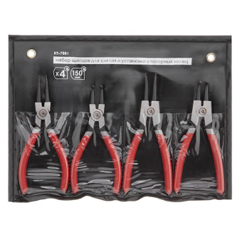 INTERTOOL Набор щипцов для снятия и установки стопорных колец, 4 шт., 150 мм