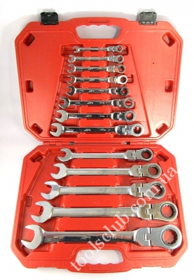 ALLOID Набір ключів Р-Н. з тріскачкою та шарніром 8-32 мм. 13 од. (НК-8701-13)