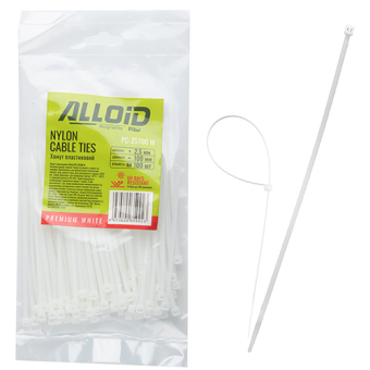 Alloid Хомут пластиковий  2.5 х 100 100 шт./уп. білий(PC-25100 W)