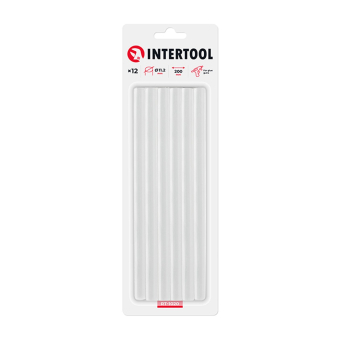 INTERTOOL Комплект прозорих клейових стрижнів 11.2мм*200мм, 12 шт.