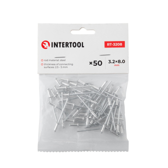 INTERTOOL Заклепка алюмінієва 3.2*8.0мм, упаковка 50шт.