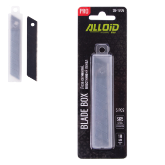 Alloid Pro Лезвия сегментные 18 мм SK5, пластиковый пенал 5 шт, серия Pro (SB-18