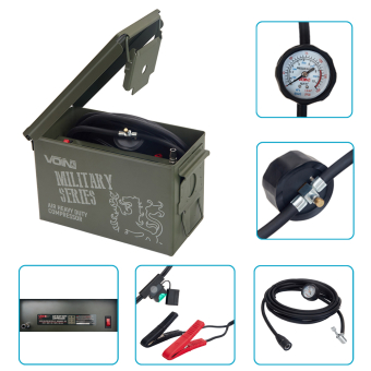 VOIN Компрессор автомобильный \"MILITARY SERIES\" 150psi/25A/90л/клеммы (VM-070)
