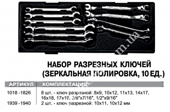 JTC Набор разрезных ключей (зеркальная полировка 10ед.) в ложеме